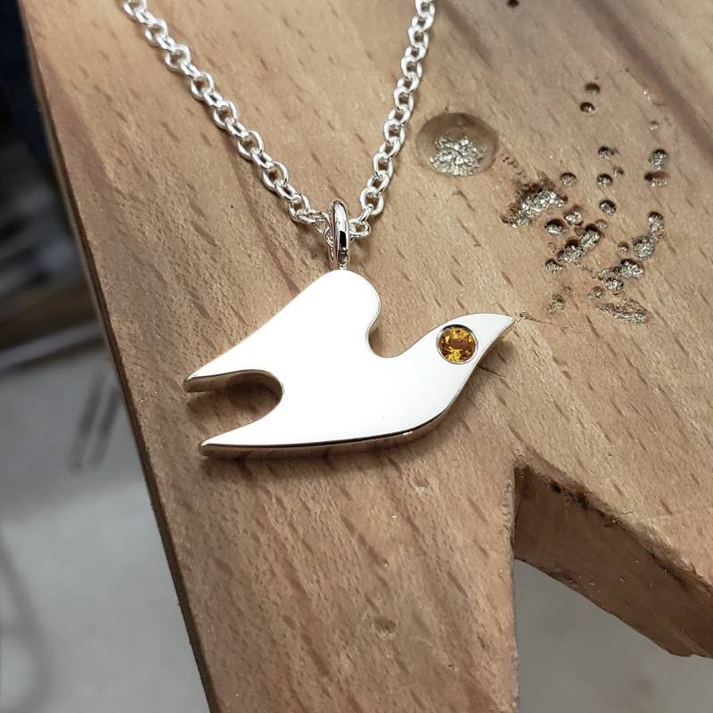 Citrin Taube Halskette Anhänger in Sterling Silber - Halskette von SamaritanJewelers