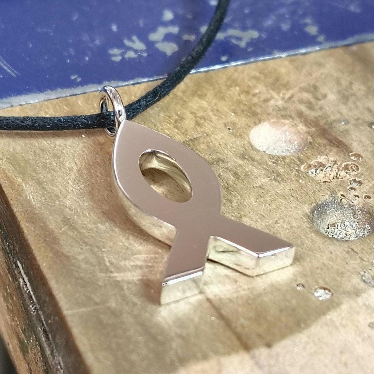 Einfache Gebürstete Christian Fisch-Halsketten-Anhänger in Sterling Silber - Jesus Fisch Halskette, Ichthus Anhänger, Ichthys Halskette von SamaritanJewelers