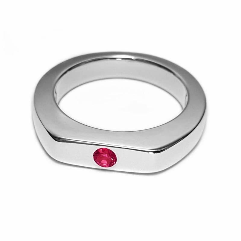 Einfacher Rubin Ring in Sterling Silber - Ring, Roter Rosa Juli Geburtsstein, Stein von SamaritanJewelers