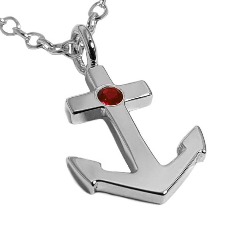 Granat Anker Halskette Anhänger in Sterling Silber - Anhänger, Halskette von SamaritanJewelers