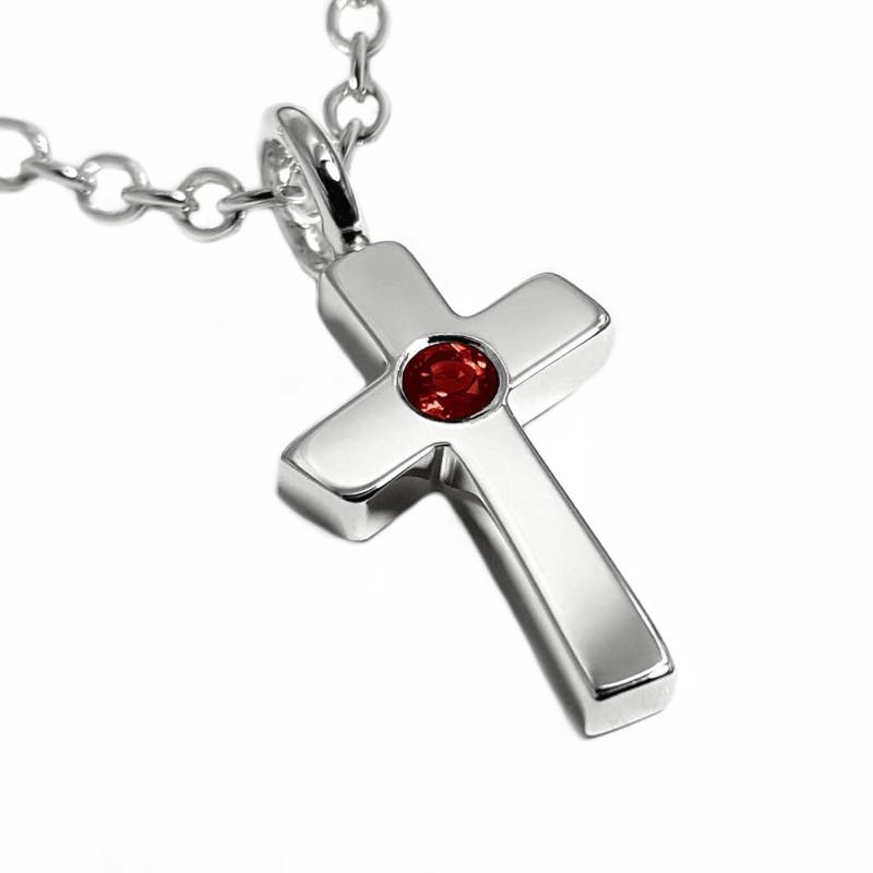 Granat Kreuz Halskette Anhänger in Sterling Silber - Halskette von SamaritanJewelers