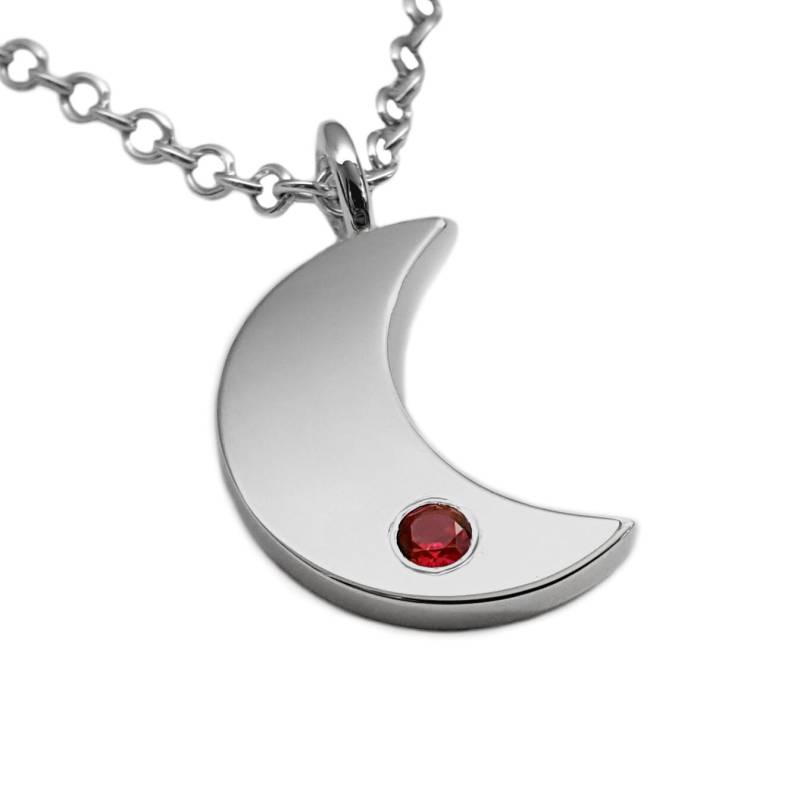 Granat Mond Halskette Anhänger in Sterling Silber - Halskette von SamaritanJewelers