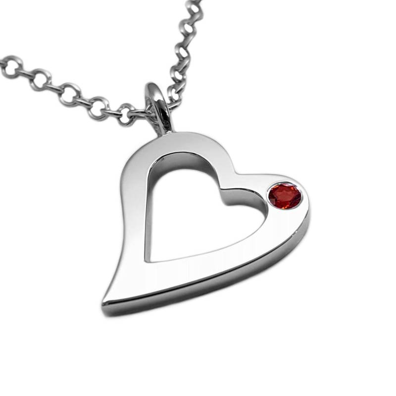 Granat Offene Herz Halskette Anhänger in Sterling Silber - Halskette von SamaritanJewelers