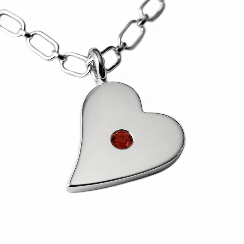 Granat Seitlich Herz Halskette Anhänger in Sterling Silber - Halskette, Anhänger von SamaritanJewelers