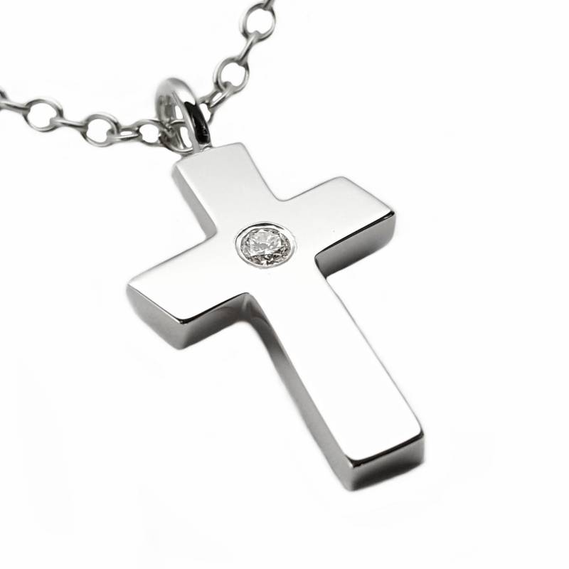 Großer Diamant Kreuz Anhänger, Sterling Silber Halskette, Großes von SamaritanJewelers