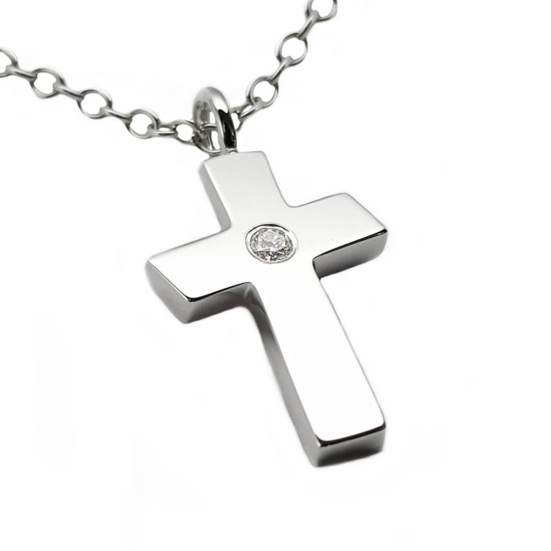Großer Zirkonia Schrägkreuz Anhänger - Sterling Silber Cz Kreuz Halskette, Große Anhänger von SamaritanJewelers