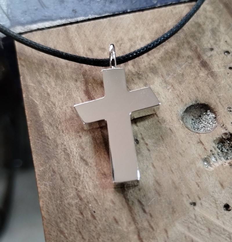 Großes Kreuz Halskette Anhänger, Sterling Silber Halskette, Christliches von SamaritanJewelers
