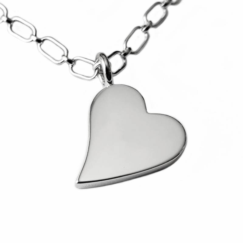 Herz Halskette Anhänger in Sterling Silber - Anhänger, Halskette, Seitlich von SamaritanJewelers