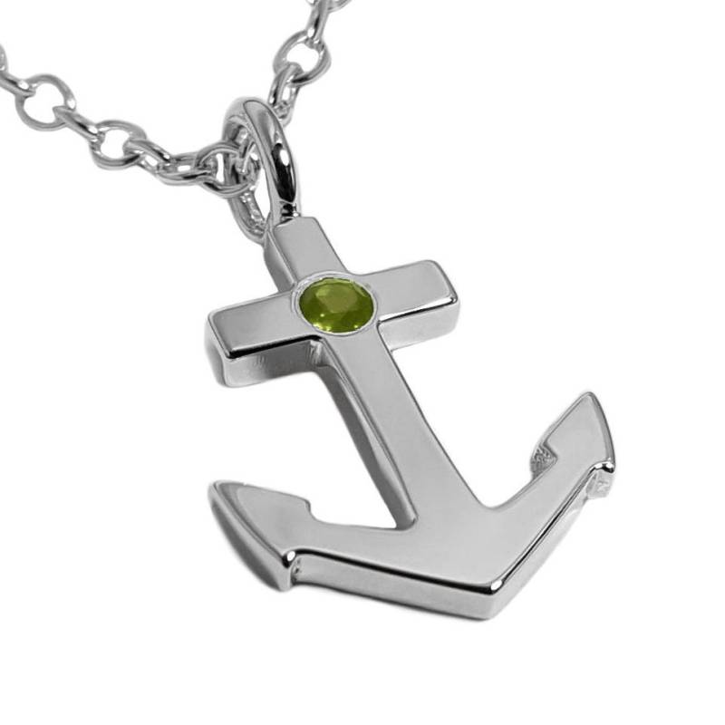 Peridot Anker Halskette Anhänger in Sterling Silber - Halskette, Anhänger von SamaritanJewelers