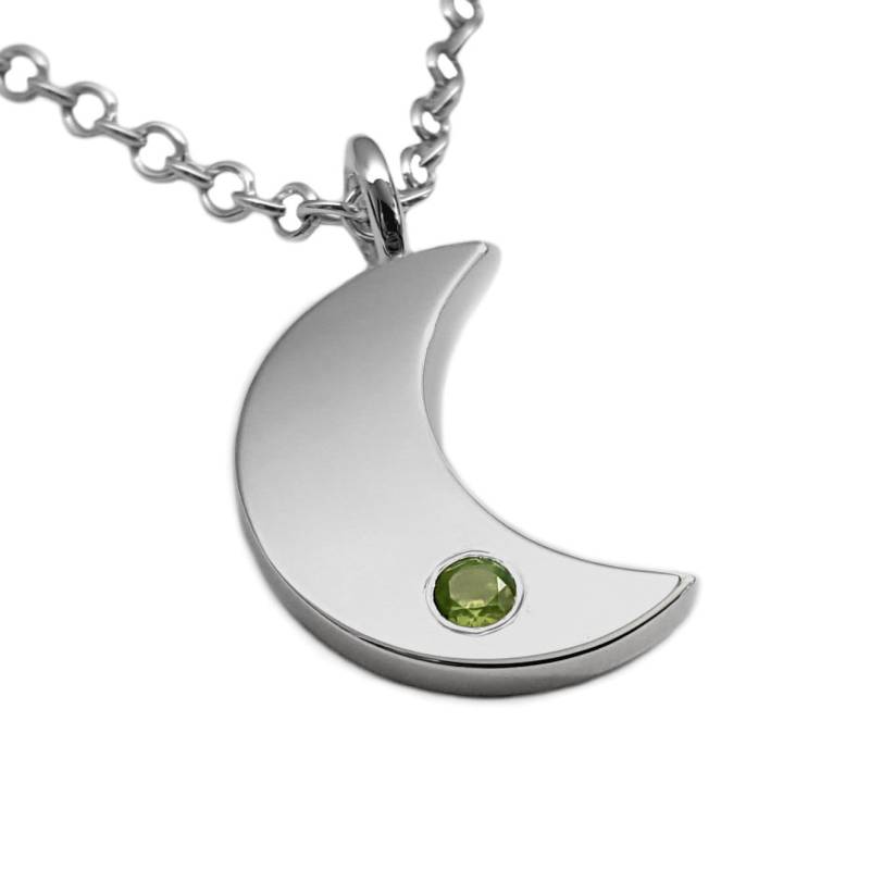 Peridot Mond Halskette Anhänger in Sterling Silber - Halbmond Halskette von SamaritanJewelers