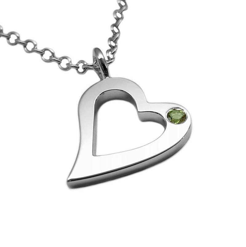 Peridot Offenes Herz Halskette Anhänger in Sterling Silber - Halskette, Anhänger von SamaritanJewelers