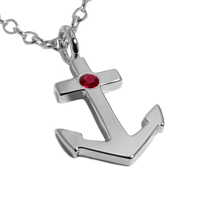 Rubin Anker Halskette Anhänger in Sterling Silber - Halskette, Anhänger von SamaritanJewelers