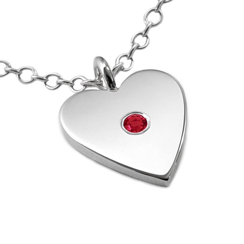 Rubin Herz-Anhänger Aus Sterling Silber - Silber-Herz-Halskette, Herz-Anhänger, Herzanhänger Halskette von SamaritanJewelers