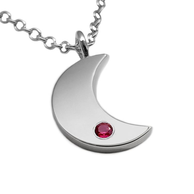 Rubin Mond Halskette Anhänger in Sterling Silber - Halskette, Anhänger von SamaritanJewelers