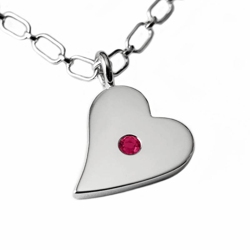 Rubin Seitlich Herz Halskette Anhänger in Sterling Silber - Halskette von SamaritanJewelers