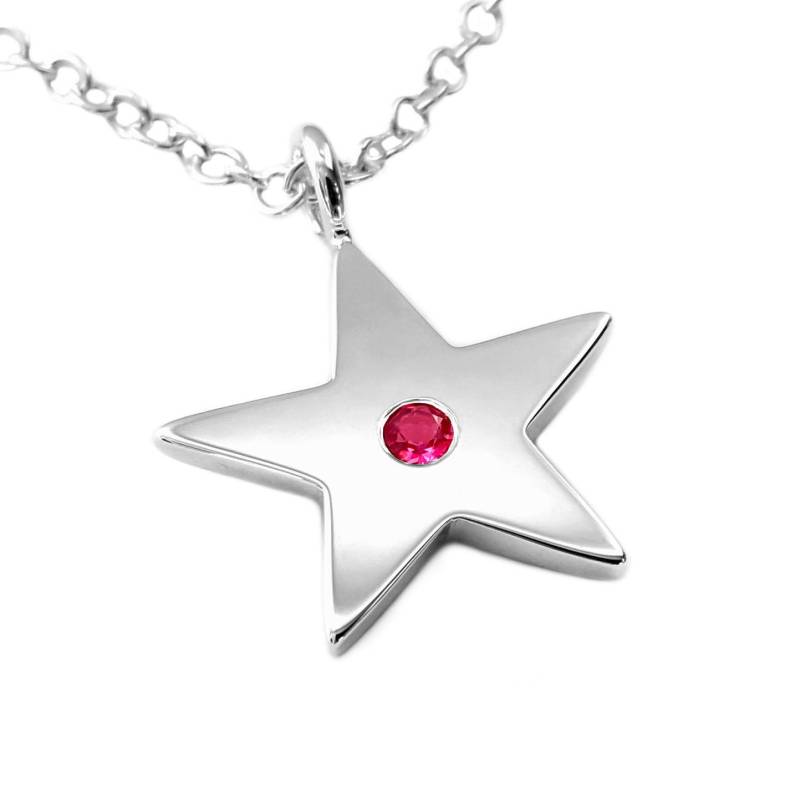 Rubin Stern Halskette Anhänger in Sterling Silber - Roter Halskette, Rosa Anhänger von SamaritanJewelers