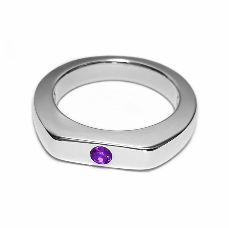 Schlichter Amethyst Ring in Sterling Silber - Natürlicher Ring, Ehering von SamaritanJewelers