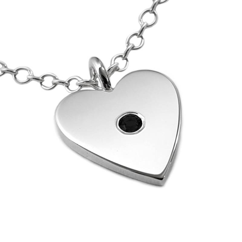 Schwarze Spinell Herz Halskette Anhänger Sterling Silber - Halskette von SamaritanJewelers