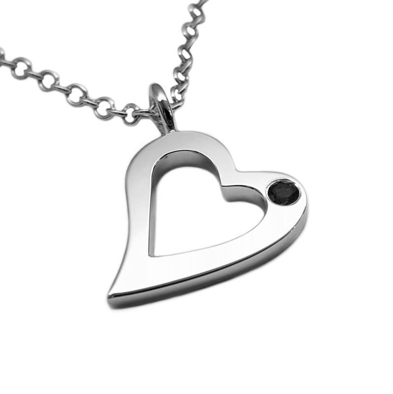 Schwarzer Spinell Offenes Herz Halskette Anhänger in Sterling Silber - Halskette, Anhänger, Schwarzes von SamaritanJewelers