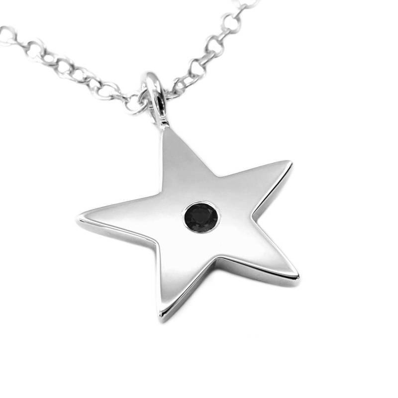 Schwarzer Spinell Stern Halskette Anhänger in Sterling Silber - Natürlicher Anhänger, Halskette von SamaritanJewelers