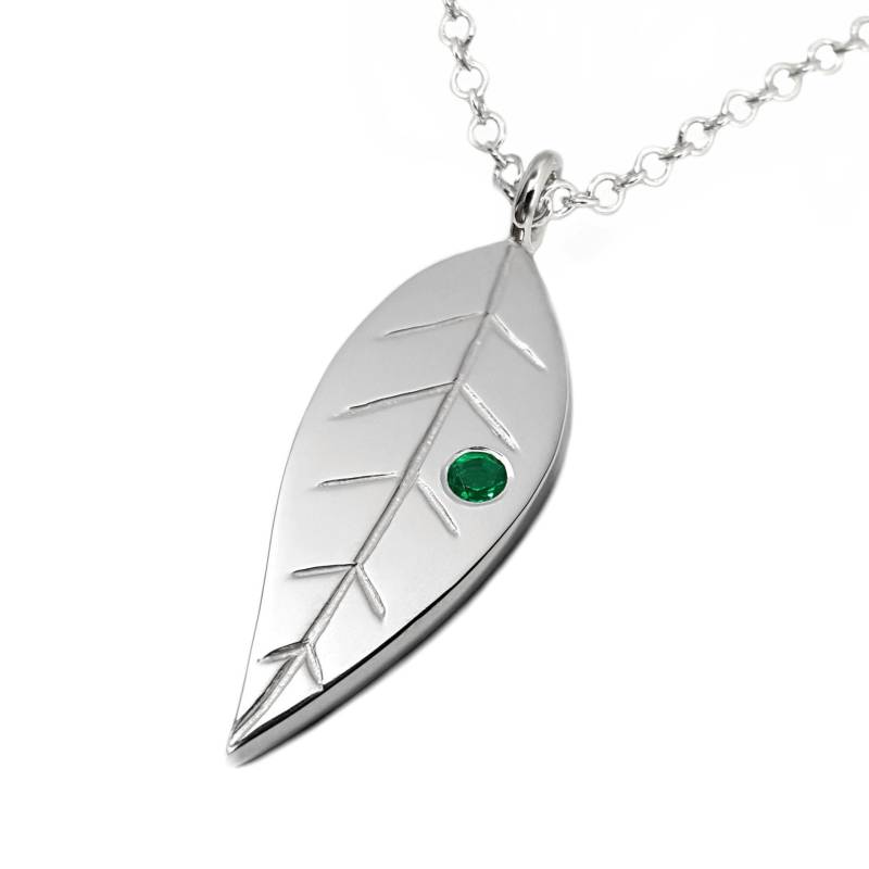 Smaragd Blatt Halskette Anhänger in Sterling Silber von SamaritanJewelers