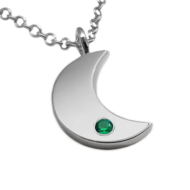 Smaragd Mond Halskette Anhänger in Sterling Silber - Halskette, Anhänger, Anhänger. Sterlingmond von SamaritanJewelers