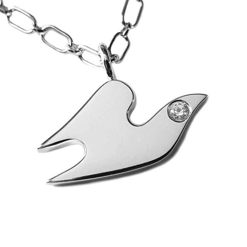 Zirkonia Taube Halskette Anhänger in Sterling Silber - Halskette, Anhänger, Cz von SamaritanJewelers
