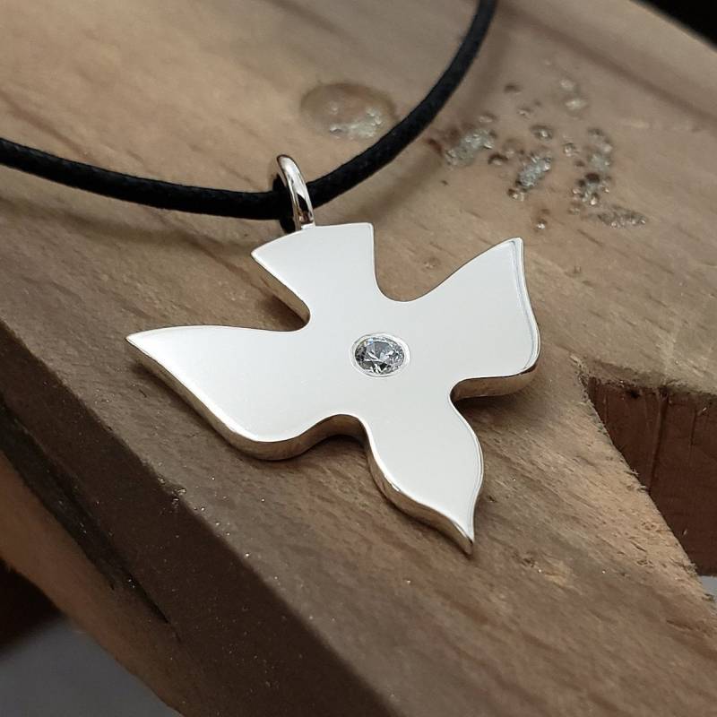 sterling Silber Diamant Fliegende Taube Halskette Anhänger - Halskette, Anhänger von SamaritanJewelers