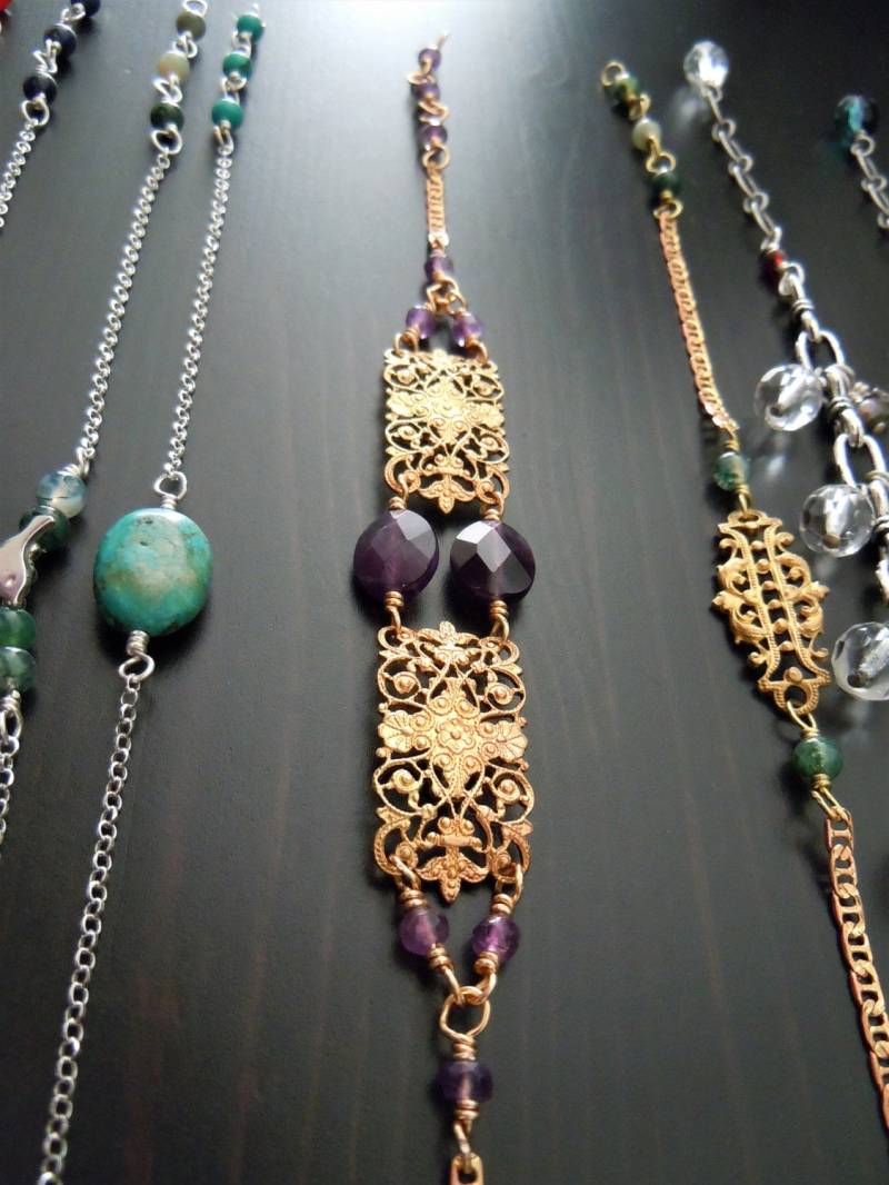 Doppelte Barock Armband in Laiton Und Amethyst - Gemacht Drucke Rechtecke | Filigrane Boho Chic Hergestellt Frankreich Doppelte Barock Armband in Laiton Und Amethyst - Gemacht Drucke Rechtecke | Filigrane Boho Chic Hergestellt Frankreich von SamarkandFR