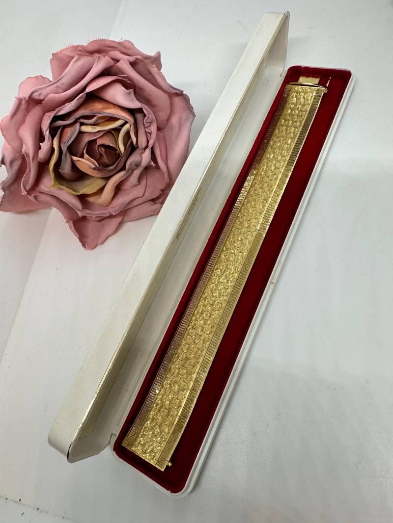 Armband Vergoldet Edelstahl Vintage 1980Er Retro Edel Gold Gliederarmband Teppicharmband Doublé Breit Wie Neu 20mm 2, 2cm von SamatimeVintage