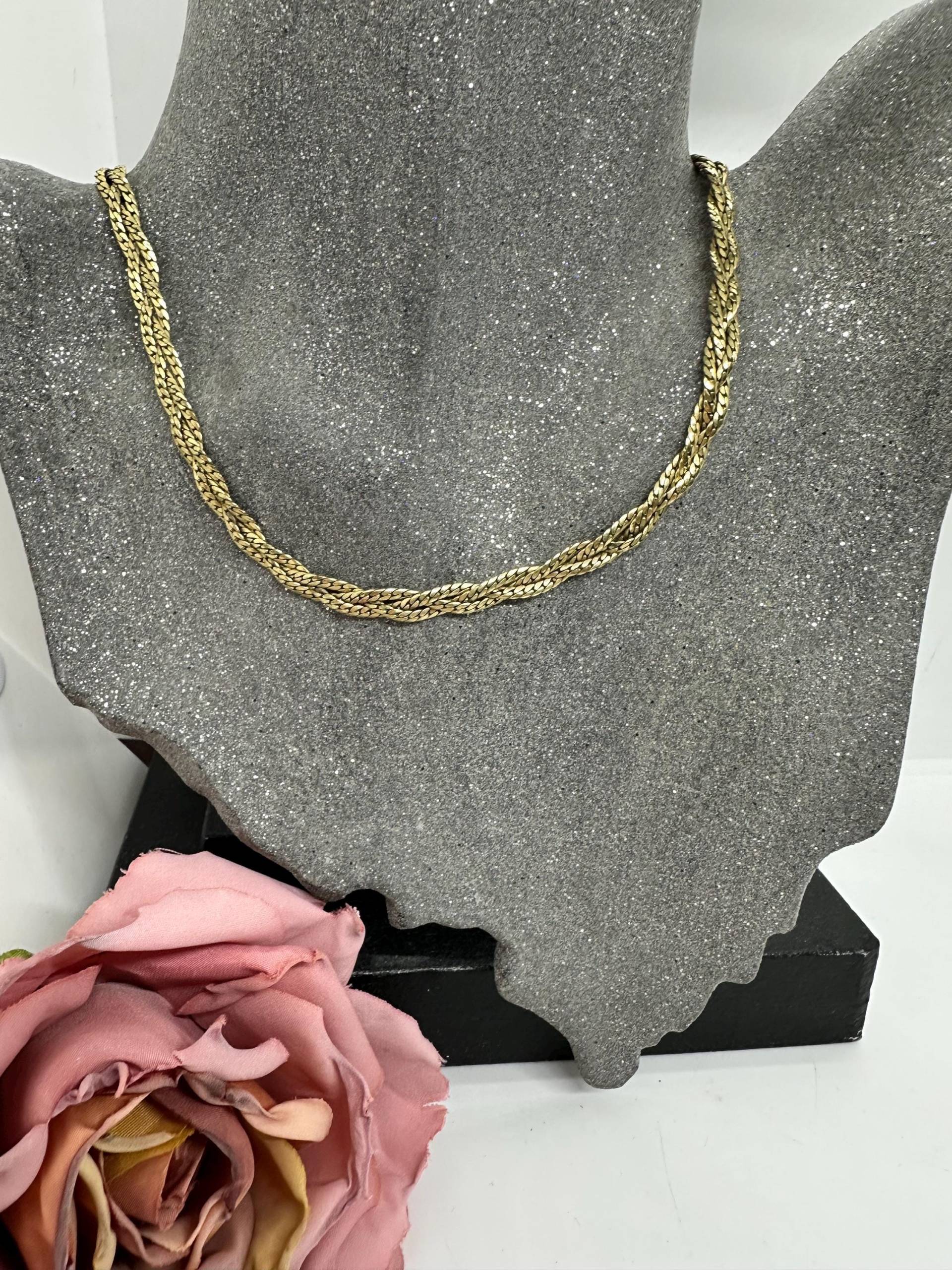 Avon Gliederkette Halskette, Edelstahl, Vintage Vergoldete, Kurz, Vergoldet Breit 90Er Jahre 90S Kette Masch Schlicht Elegant von SamatimeVintage