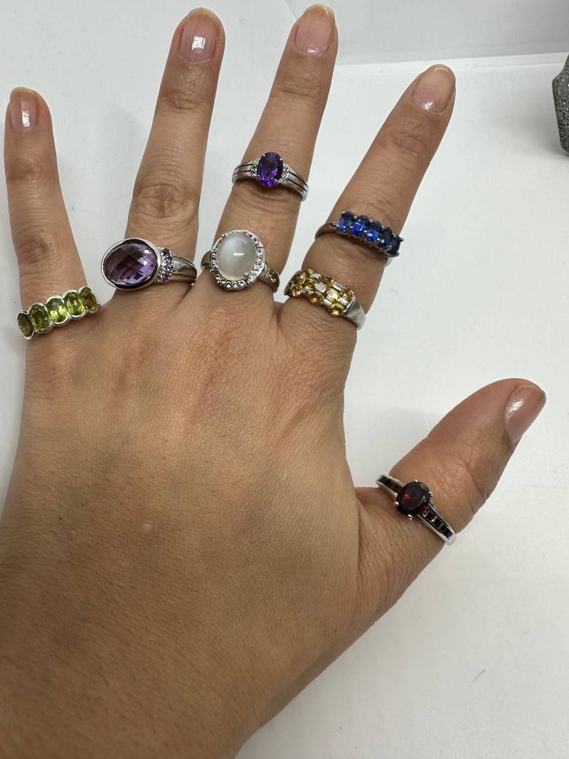 Echtsilber Ringe Vintage 17, 5mm Gr 55 Zirkonia Filigran Bei Blau Rot Grün Gelb Lila Weiß Romantisch von SamatimeVintage