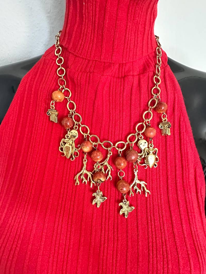Goldene Strasskette Vintage Maritim Korallen Perlen Kurz Super Zustand Edel Neuwertig Rot Seestern Luxus Ausgefallen Goldene Strasskette Vintage Maritim Korallen Perlen Kurz Super Zustand Edel Neuwertig Rot Seestern Luxus Ausgefallen von SamatimeVintage