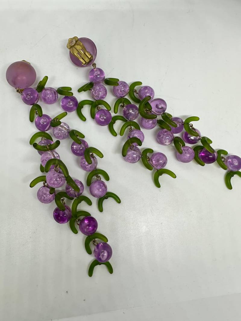 Ohrclips Hänger Vintage Lila Kunststoff Lang 1980Er Original Retro Leicht Designer Clips Germany von SamatimeVintage