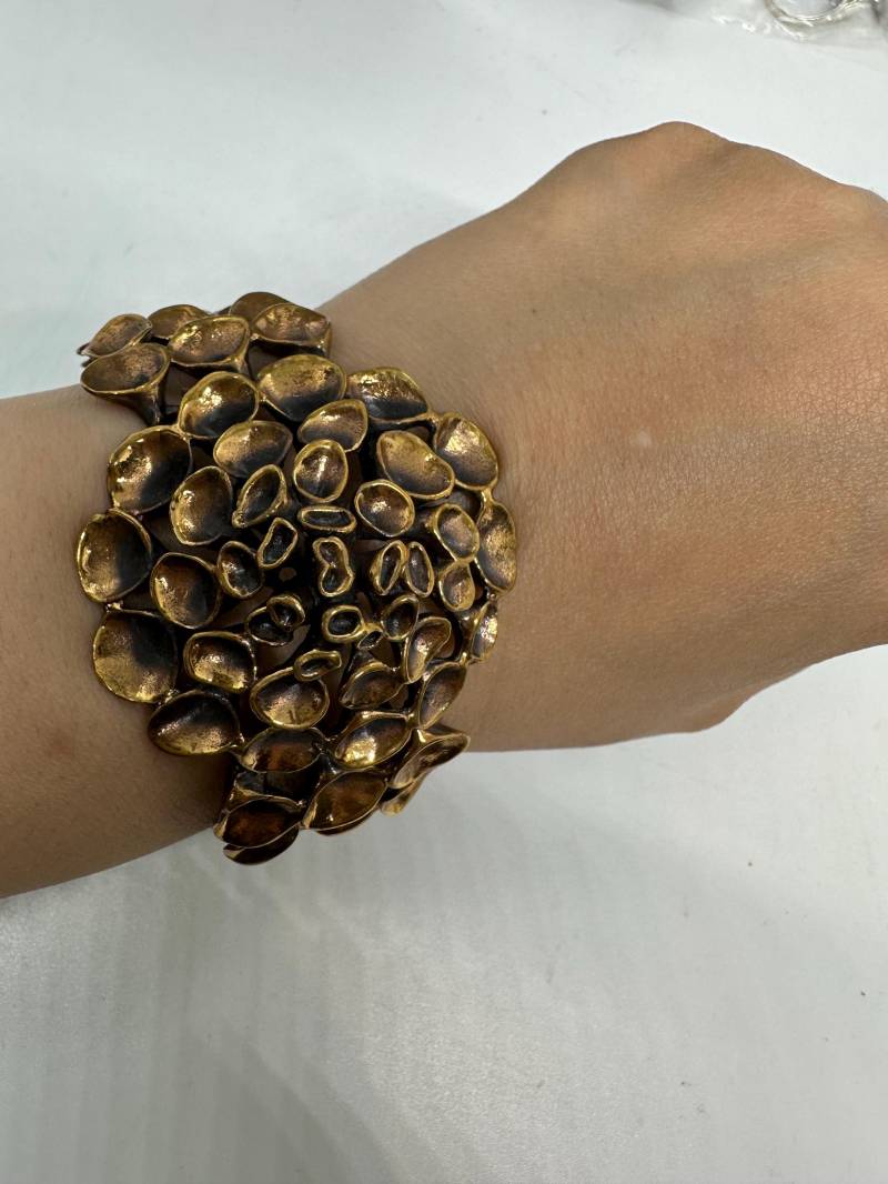 Renmoos Armreif Armband Armspange Designers Hannu Ikonen Aus Skandinavien Schweden Vintage 1970Er Bronze Moosblüte Braun Luxus von SamatimeVintage