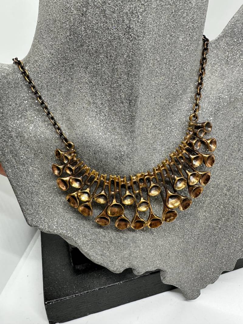 Renmoos Kette Lang Designers Hannu Ikonen Aus Skandinavien Finnland Vintage 1970Er Bronze Moosblüte Retro Collier Selten Kurz von SamatimeVintage