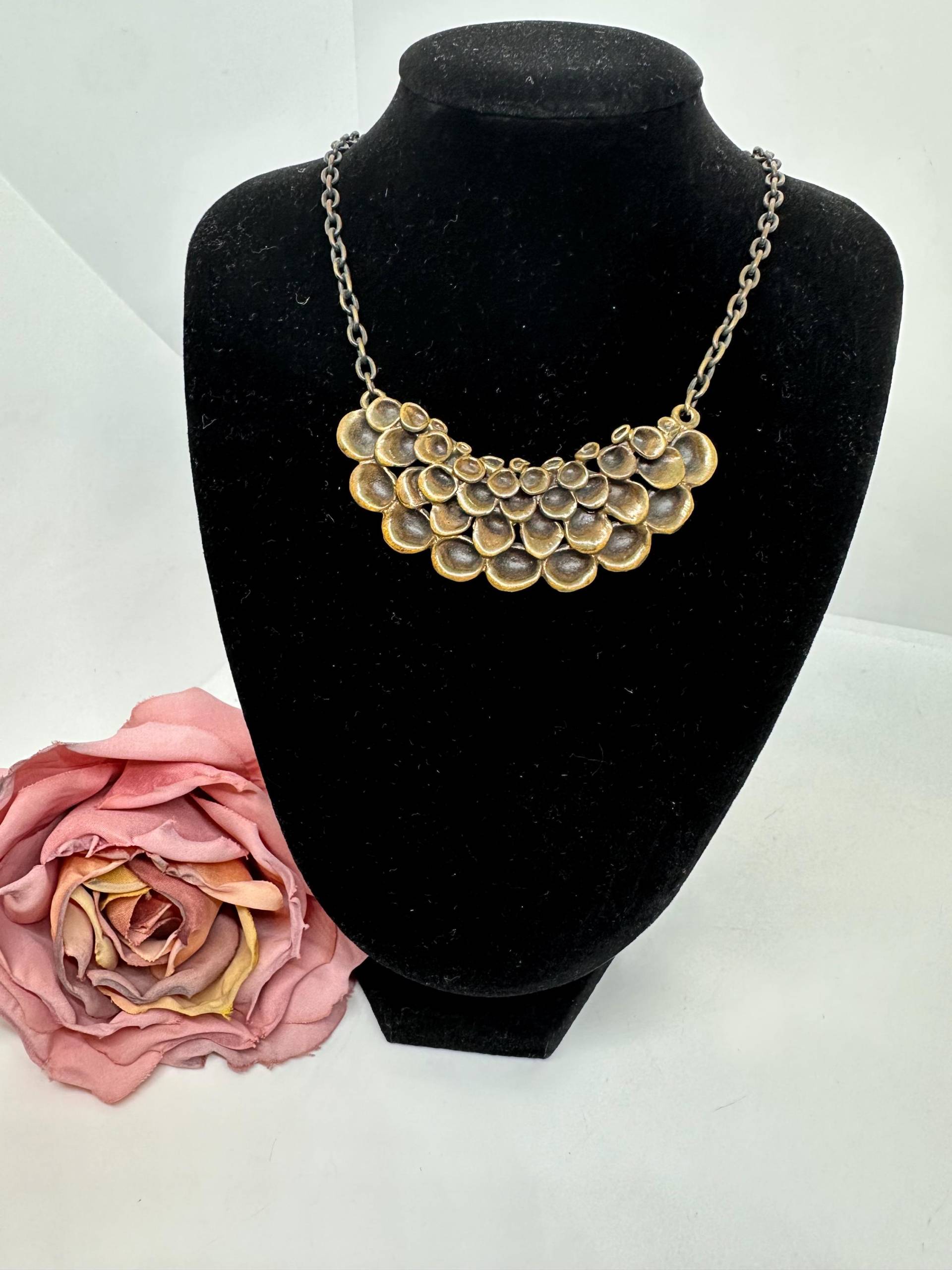 Renmoos Kette Lang Designers Hannu Ikonen Aus Skandinavien Finnland Vintage 1970Er Bronze Moosblüte Retro Collier Selten Kurz von SamatimeVintage