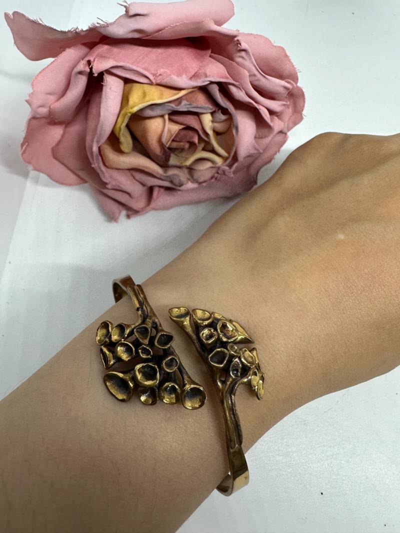 Renmoosblüte Armreif Armband Armspange Designers Hannu Ikonen Aus Skandinavien Schweden Vintage 1970Er Bronze Moosblüte Braun Groß Weit von SamatimeVintage