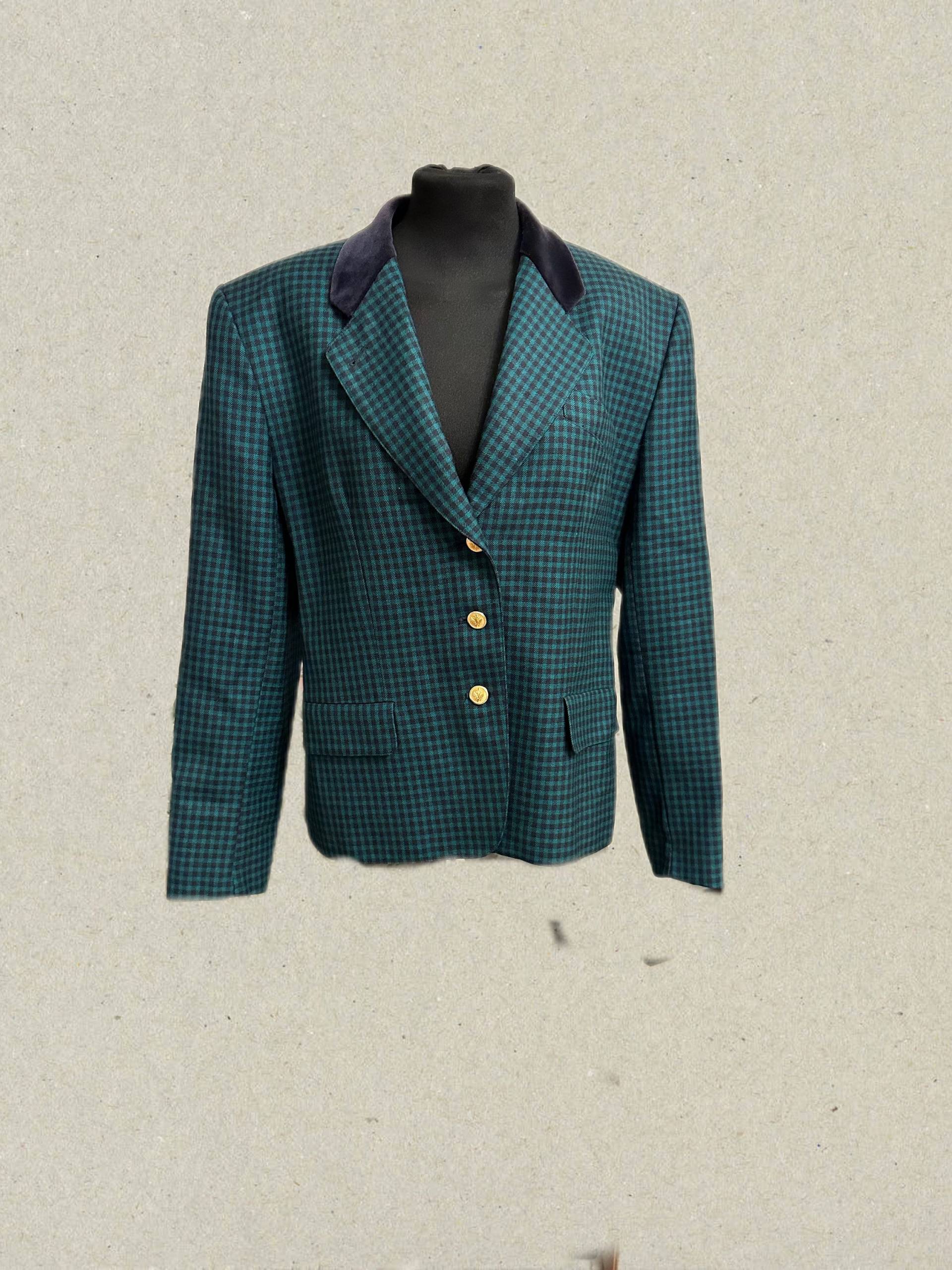 Vintage Blazer Jobis 1990Er Retro Jacke Germany Metal Goldene Knöpfe, Eleganter Stil Kariert Aus Schurwolle , Damen 40/L von SamatimeVintage