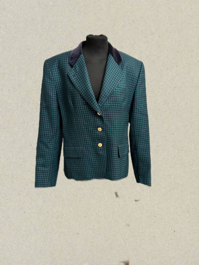 Vintage Blazer Jobis 1990Er Retro Jacke Germany Metal Goldene Knöpfe, Eleganter Stil Kariert Aus Schurwolle , Damen 40/L von SamatimeVintage