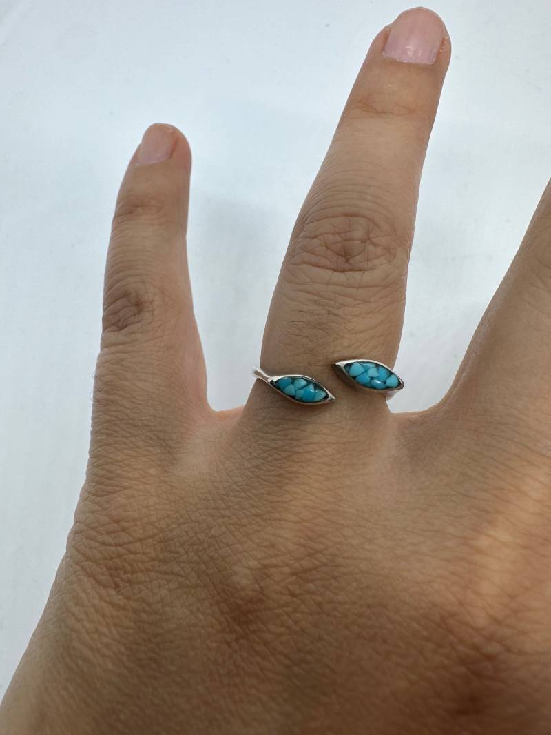 Vintage Ring 1970Er Türkis Blau Grün Filigran Fein Größenverstellbar Silber 925 Elegant Germany Wie Zeitlos Retro Unisex Halbedelstein von SamatimeVintage