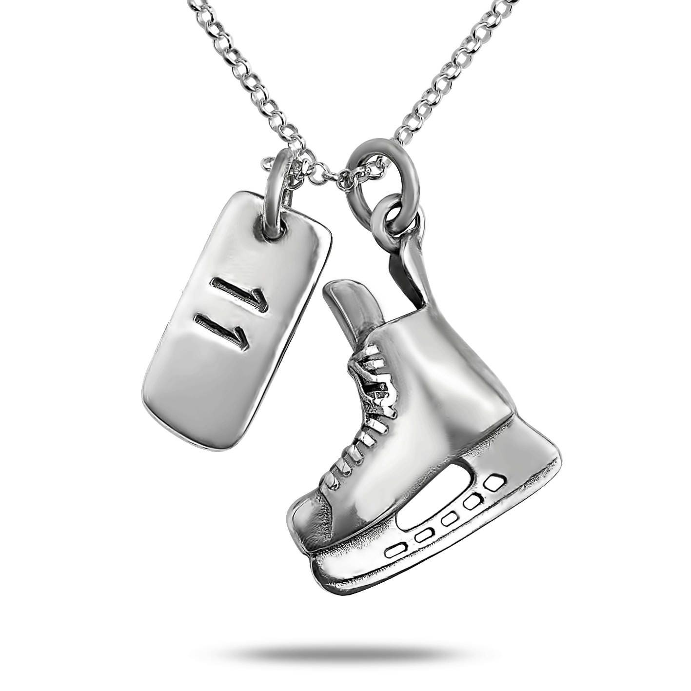 Hockey Skate Silber Personalisierte Halskette, Eishockey Geschenk, Initialen, Stanley Cup, Geschenk Für Hockeyspieler von SamboraJewelry