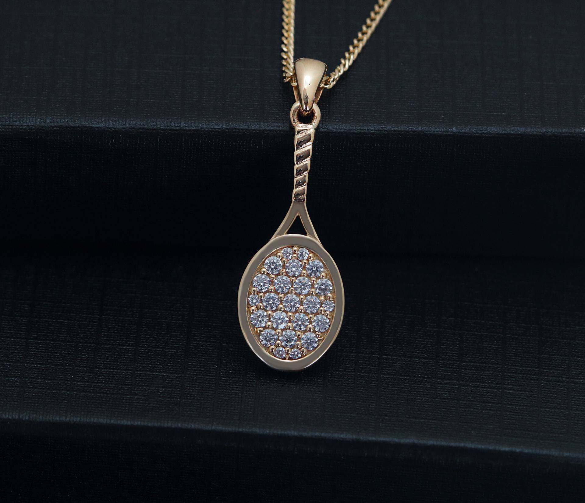 Tennisschläger Halskette Gold Mit 23 Swarovski Steine, Tennis Schmuck, Geschenk, Teen Valentinstag, Trainer Abschlussfeier von SamboraJewelry