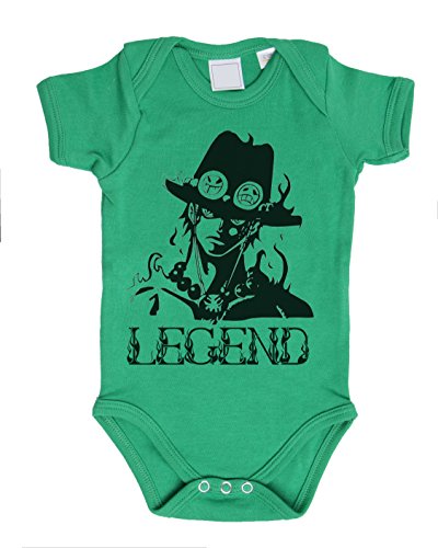 Ace Baby Strampler Body Luffy Ruffy One Monkey Anime Piece Zoro, Farbe:Grün;Größe:56 von Sambosa