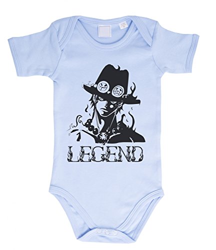 Ace Baby Strampler Body Luffy Ruffy One Monkey Anime Piece Zoro, Farbe:Himmelblau;Größe:56 von Sambosa