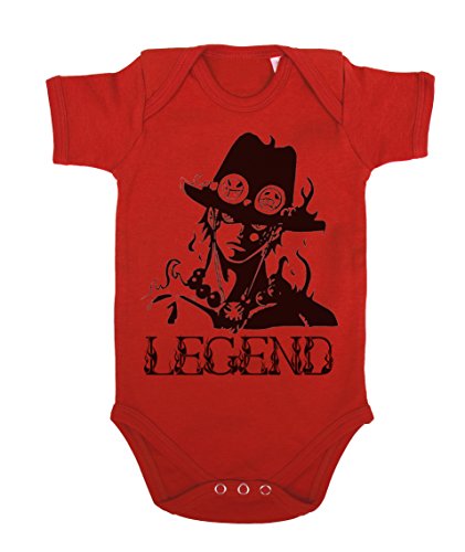 Ace Baby Strampler Body Luffy Ruffy One Monkey Anime Piece Zoro, Farbe:Rot;Größe:56 von Sambosa