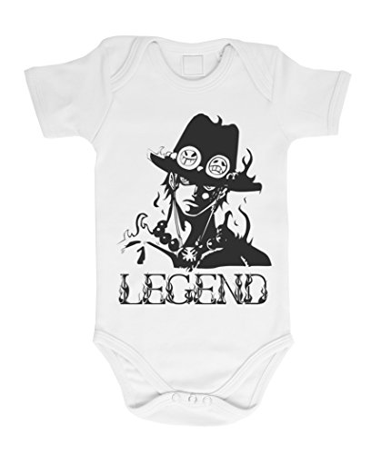 Ace Baby Strampler Body Luffy Ruffy One Monkey Anime Piece Zoro, Farbe:Weiß;Größe:56 von Sambosa