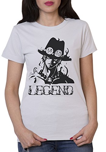 Ace Damen T-Shirt Luffy Ruffy One Monkey Anime Piece Zoro, Farbe:Grau;Größe:M von Sambosa
