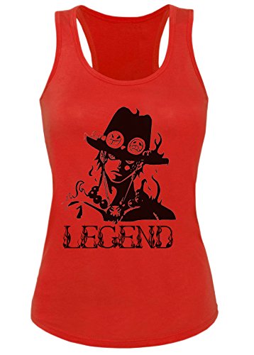 Ace Damen Tank Top Luffy Ruffy One Monkey Anime Piece Zoro, Farbe:Rot;Größe:XS von Sambosa