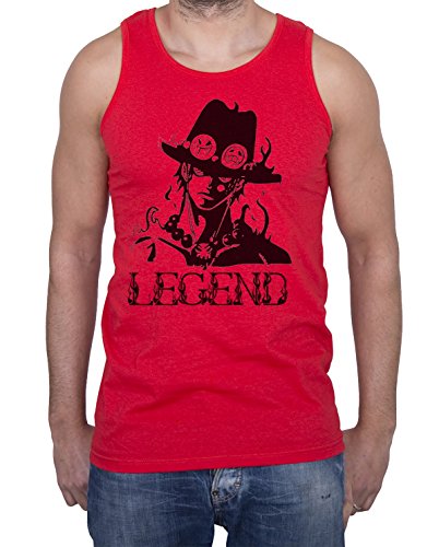 Ace Herren Tank Top Luffy Ruffy One Monkey Anime Piece Zoro, Farbe:Rot;Größe:M von Sambosa